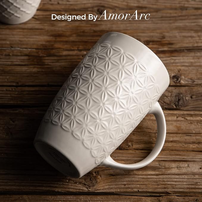 AmorArc 20 oz Large Coffee Mugs Set of 6, Tall Ceramic Coffee Cups | 3 Assorted - Image 3