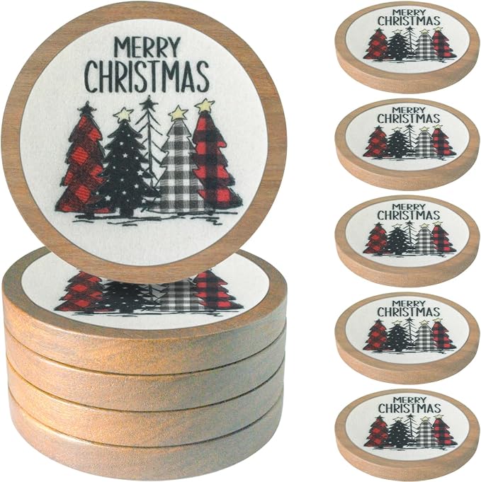 Christmas Tree Coasters for Drinks, Minacun Absorbent Coaster Set of 5 by Unknown