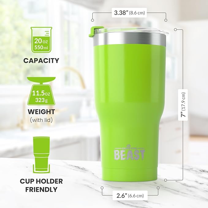 Beast 20 oz Tumbler Stainless Steel Vacuum Insulated Coffee Ice Cup Double Wall - Image 7