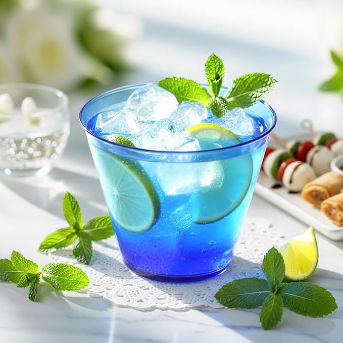 Glowserve 9 OZ Royal Blue Disposable Plastic Cups Cocktail Cup 150 Pack | Fancy - Image 7