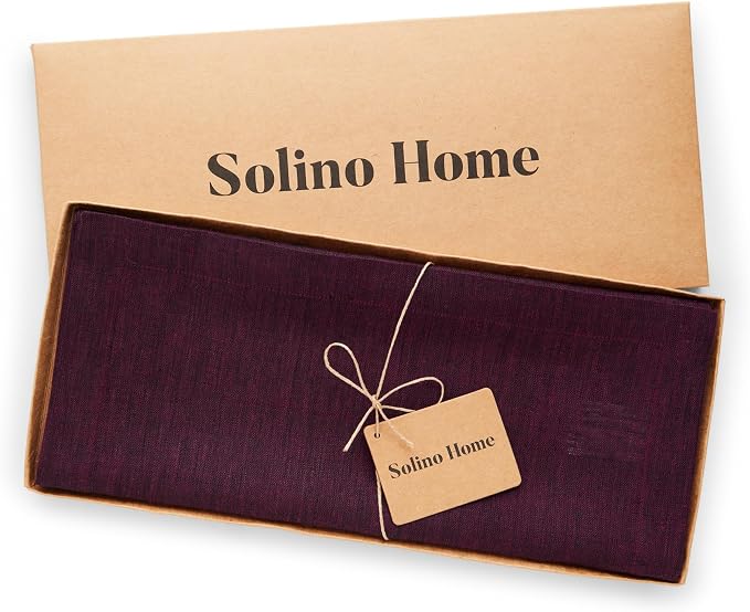 Solino Home 100% Pure Linen Table Runner Burgundy Woven, Athena 14 x 72 in | - Image 5