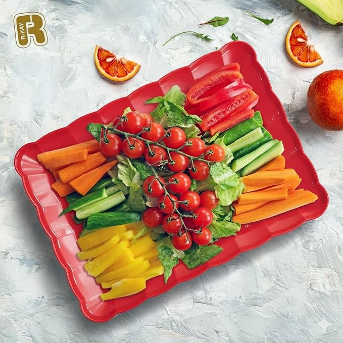 6 Pack Red Plastic Serving Trays - Image 5