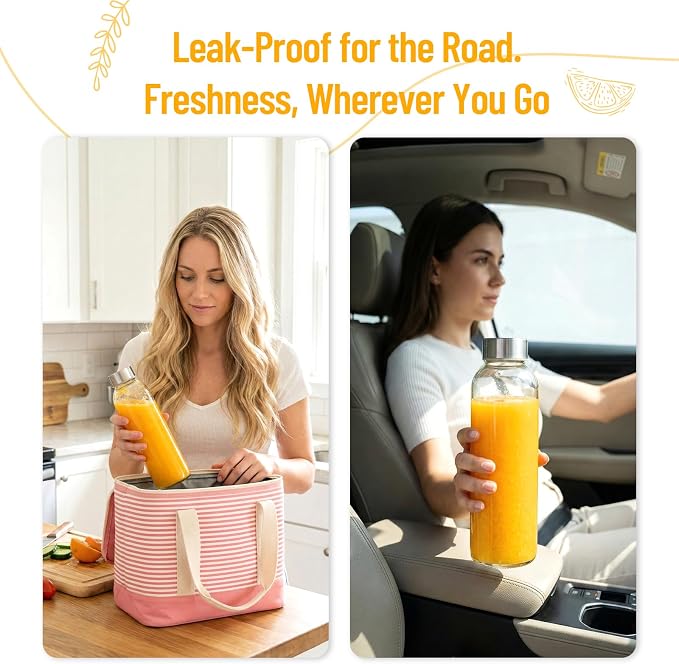 Luxfuel Glass Water Bottles 18 oz, Reusable Glass Bottles - Image 7