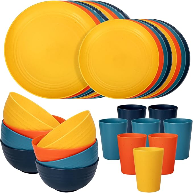 32-Piece Unbreakable Wheat Straw Dinnerware Set, Service by supernal