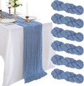 6 Pack 10Ft Dusty Blue Cheesecloth Table Runner 23 x 120 Inch | Gauze Rustic by CKIKU