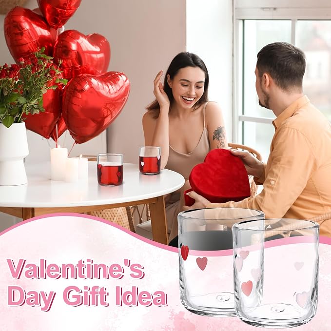 SiliFine 2 Pcs Heart Icon Juice Glasses - 14oz Love Heart Stemless Wine - Image 6