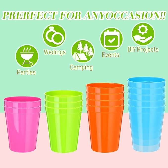 Yungyan 50 Pack 16 oz Stadium Cups Reusable Plastic Cups Blank Drink Stadium - Image 4