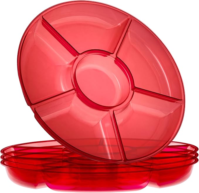 Plasticpro 6 Sectional Round Plastic Serving Tray/Platter by PLASTICPRO