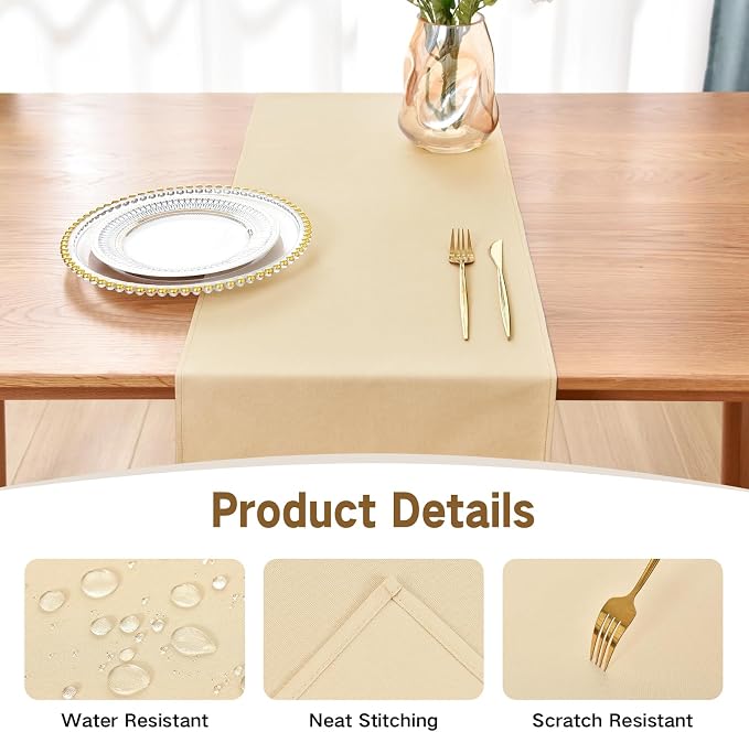 Faux Linen Table Runner Water Resistant 13 x 48 in, Coffee Table Runner - Image 3