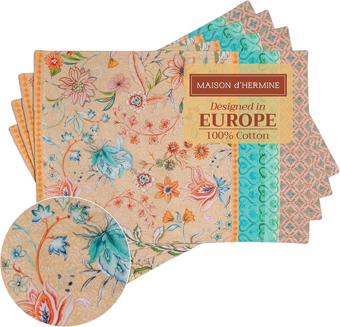 Maison d' Hermine Placemats Set of 4 Reusable 100% Cotton | Cloth Place Mats by MaisondHermine