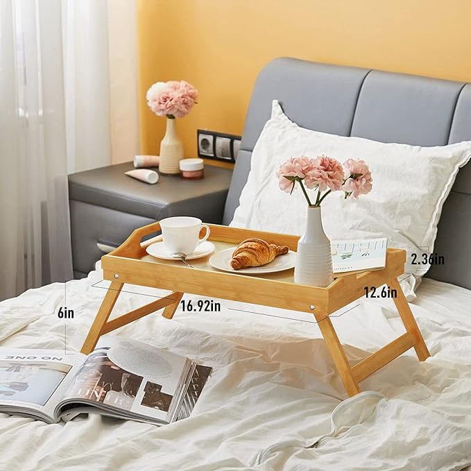 2 Pack Breakfast in Bed Tray for Eating, 16.92 x 12.6 Inch Bed Table Tray - Image 6