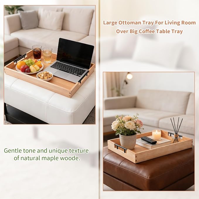 Large Ottoman Tray, Maple Wooden Serving Tray - Image 4
