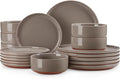 MALACASA Plates and Bowls Sets, 18 Pieces Modern Ceramic Dinnerware Set by MALACASA