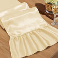 2 Pack Beige Satin Table Runner 12 x 108 Inch | Ruffle Design, Luxurious Dining by Unknown