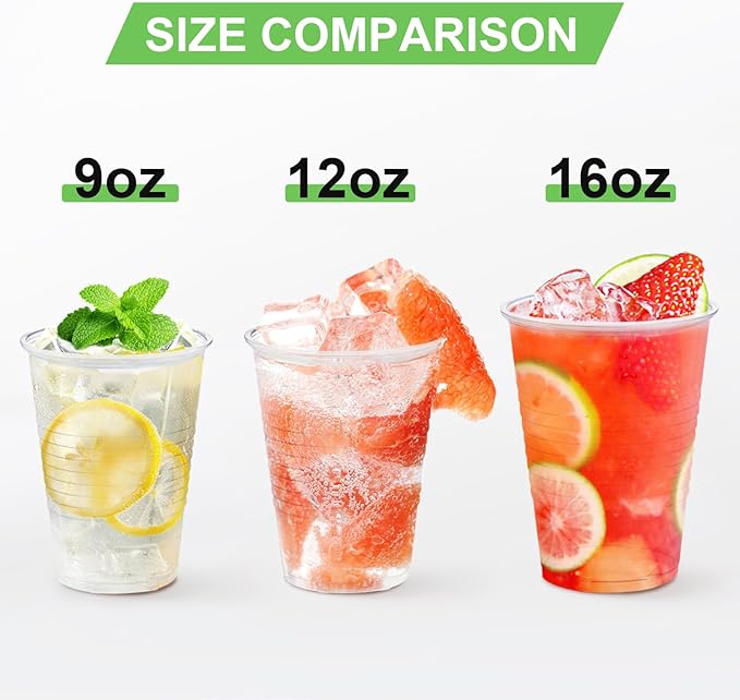 Lamosi 500 Count 9 oz Clear Plastic Cups, Disposable Cold Drinking Cups | - Image 4
