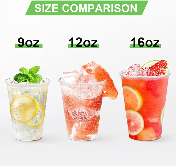 Lamosi 300 Pack 12 oz Clear Plastic Cups, Disposable Cold Drinking Cups | - Image 4
