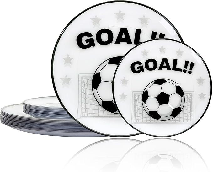20 White Plastic Soccer Plates, Disposable Plates by I00000
