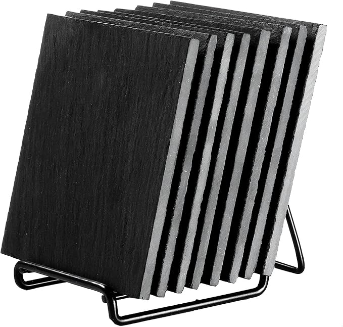 Juvale Square Black Slate Coasters Set by Juvale