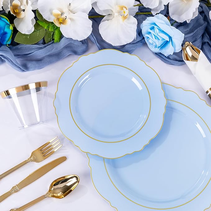 350PCS Blue Plastic Plates - Image 5