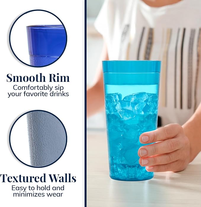 US Acrylic Cafe Plastic Reusable Tumblers 20-ounce Water Cups Coastal Colors | - Image 4