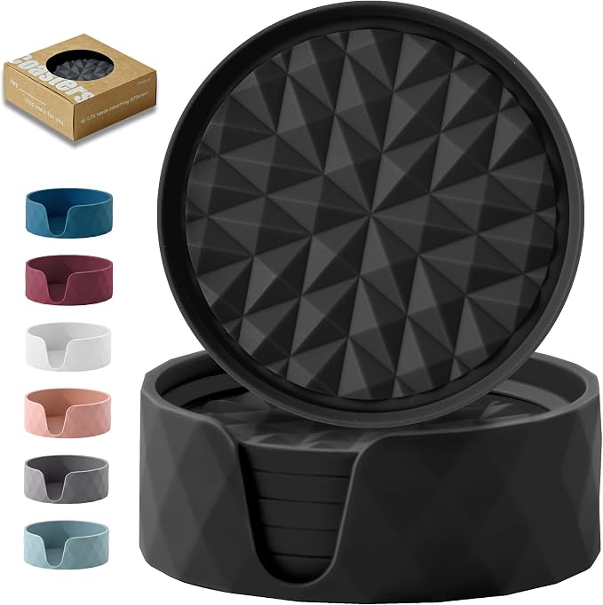 Silicone Drink Coasters Set of 6, Desk Cup Coaster | Prevents by Wingcases