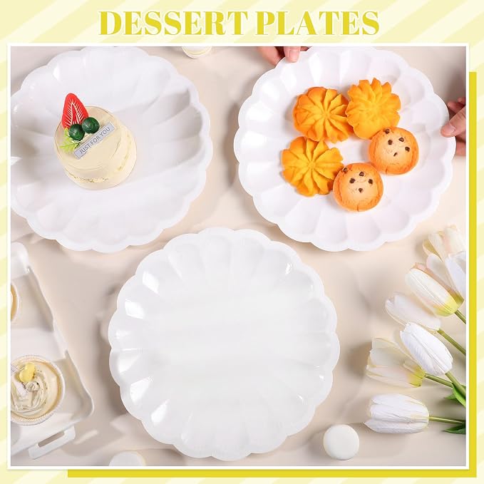 NatNarr 30 Pcs White Paper Plates 9.5 In White Plates Disposable | Heavy Duty - Image 5
