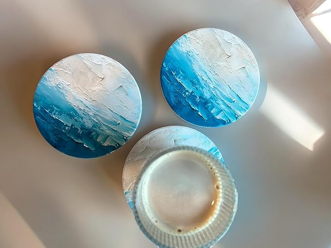 Ceramic Marble Coasters Set of 6, Absorbent Drink Coasters - Image 7