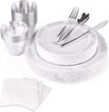 175 Pieces Silver White Dinnerware Set by FULING