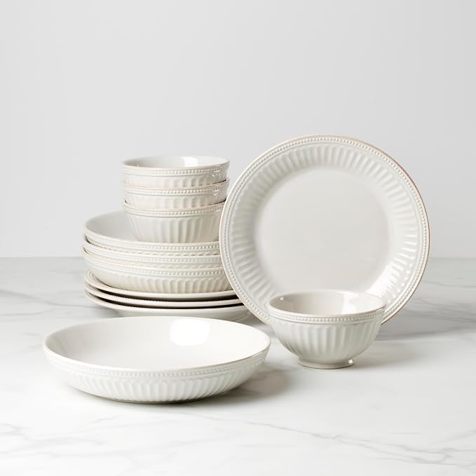 Lenox French Perle Groove White Stoneware Dinnerware Set - Image 5