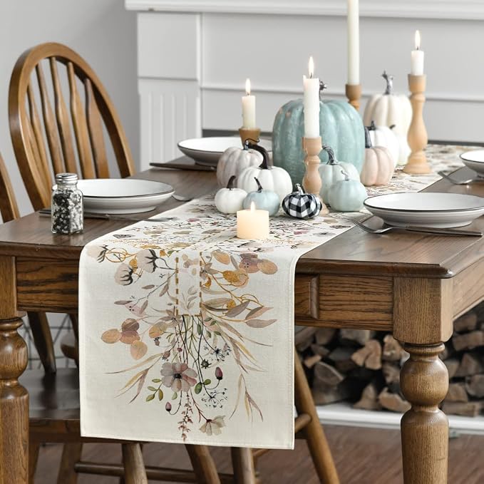 Artoid Mode 210 GSM Fall Table Runner 13x90 Inch Home Party Decor | Wildflower - Image 3