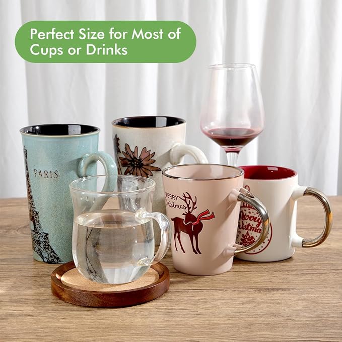 WLWNWFT Wood Cork Coasters for Drinks Absorbent - Image 6