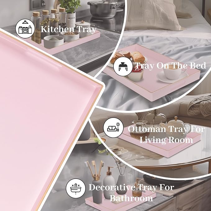 Pink Decorative Tray for Coffee Table, Serving Tray - Image 7