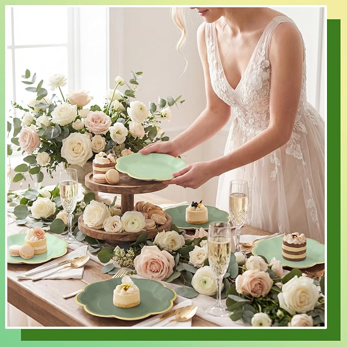 60 Pcs Sage Green Plates, 7 In Disposable Dessert Plates - Image 5