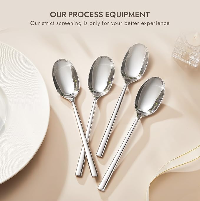 12 Piece Dinner Spoons Set, Stainless Steel Spoons | Forged Stainless Steel - Image 4