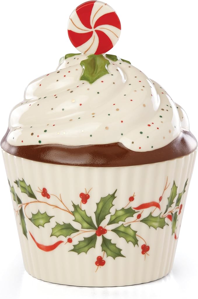 Lenox Holiday Bakeshop Cupcake Christmas Candy Jar by Lenox