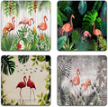 Beautiful Flamingo Square Coaster Set by QJ+CMJ