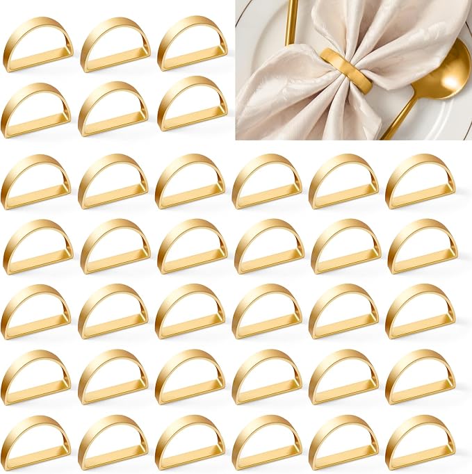APTWOW Gold Napkin Rings Set of 200, Semicircle Metal Gold Napkin Holder Buckles by APTWOW