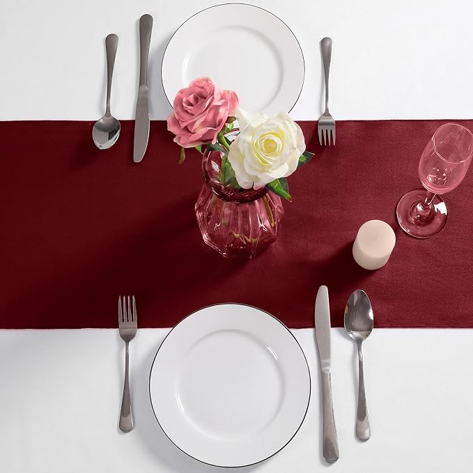 Manyshofu Maroon Satin Table Runner 12x108 - Image 3