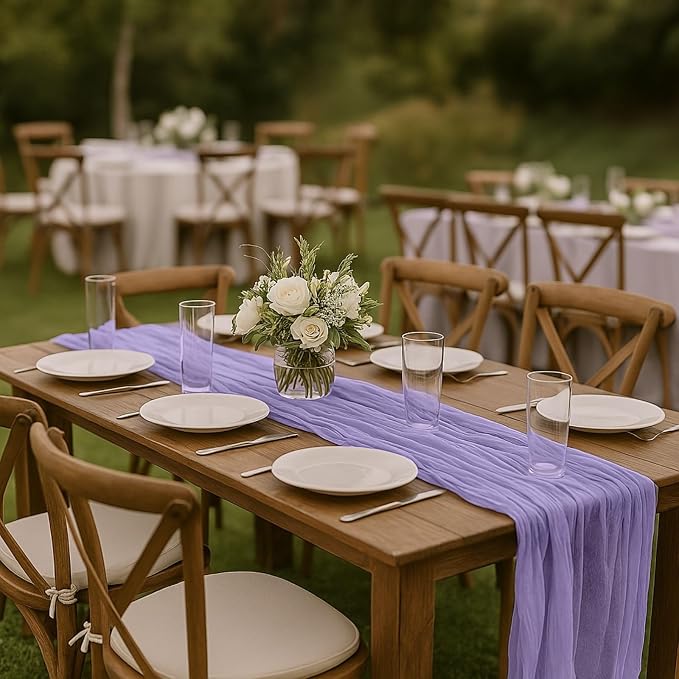 12 Pack Lilac Purple Cheesecloth Table Runner – 10FT x 12pcs Boho Gauze Table - Image 6