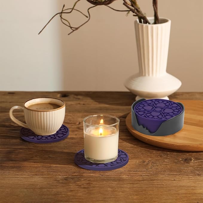 Purple Silicone Drink Coasters Set of 6 - Image 4