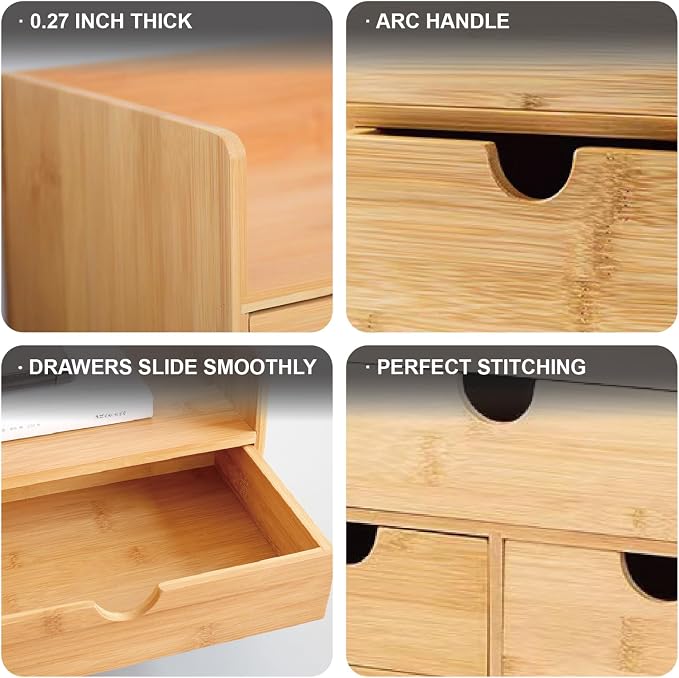 3 Drawer Bamboo Desk Organizer - Image 6