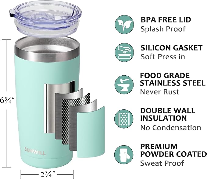 SUNWILL Travel Coffee Mug with Lid, 20 oz Tumbler Set of 2, Insulated Stainless - Image 2