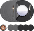 Myir JUN 15 Inches Round Placemats Set of 6 Faux Leather Place Mats | by MyirJUN