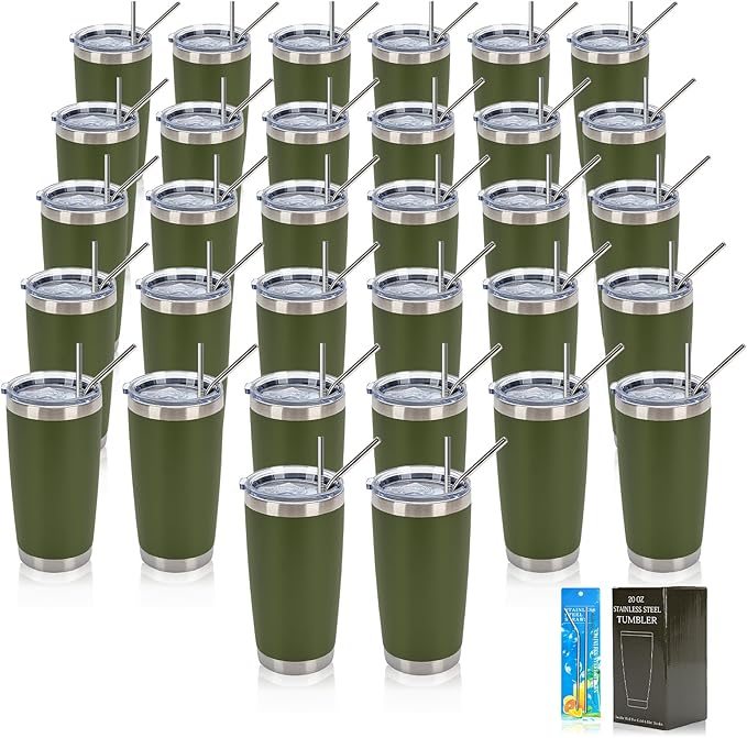 IEOVIEE 32 Pack 20oz Stainless Steel Insulated Bulk Tumblers by IEVOIEE