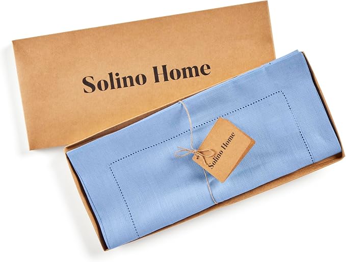 Solino Home 100% Pure Linen Table Runner Cornflower Blue Woven, 14 x 120 in | - Image 5