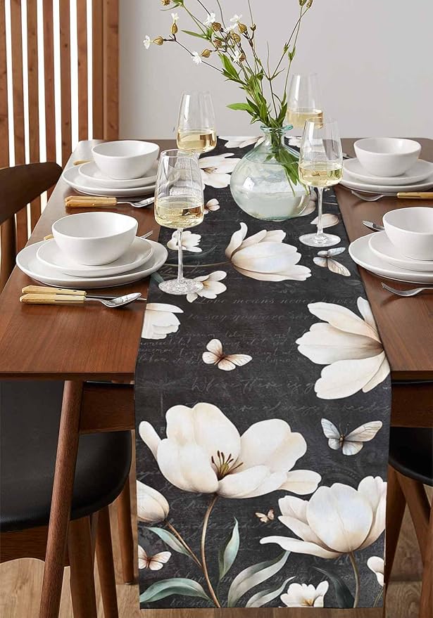 Farmhouse Floral Table Runners 90 Inches Long, Cotton Linen Fabric Table Runner - Image 2