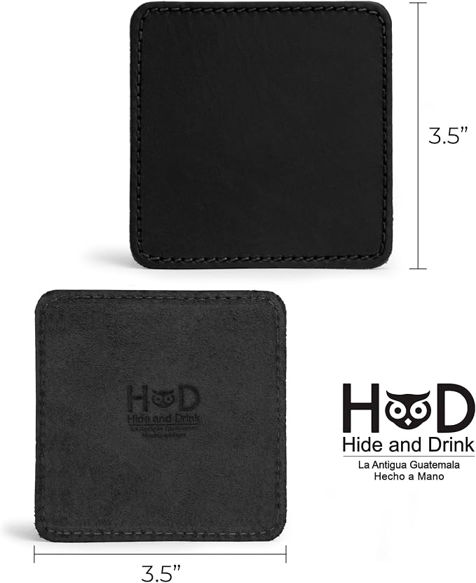 Hide & Drink Leather Coasters Set of 8, Premium Leather Table Protection - Image 4