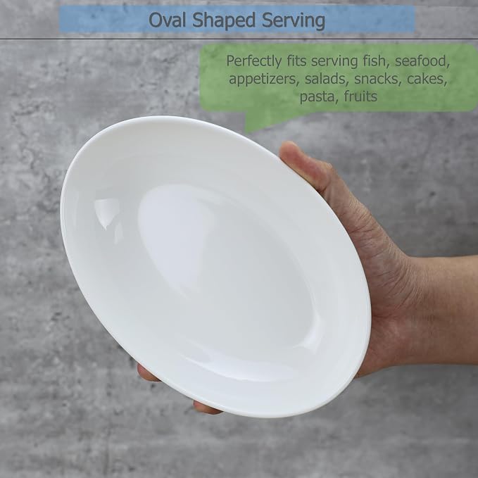 EIKS Ceramic Deep Plates Oval Shaped Dishes, Size of L8.1 x W5.7 | - Image 3