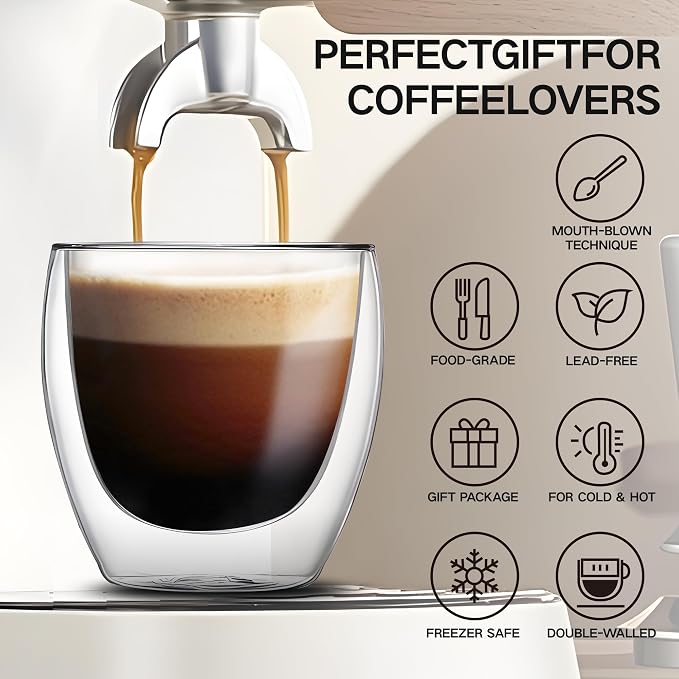 YMMIND Set of 4 Double Walled Glass Coffee Mugs 5 Ounces Insulated Layer Coffee - Image 3