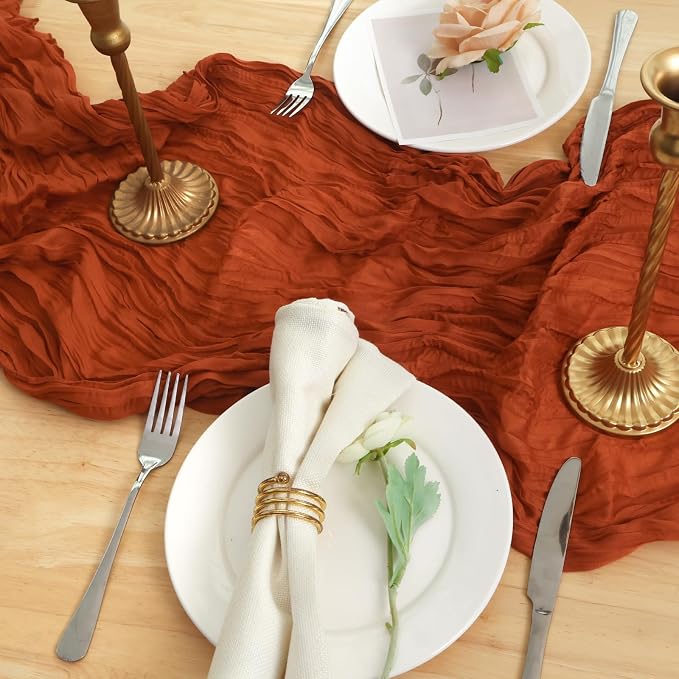 12 Pack Terracotta Cheesecloth Table Runner 120 Inch Boho Wedding Decor | - Image 5